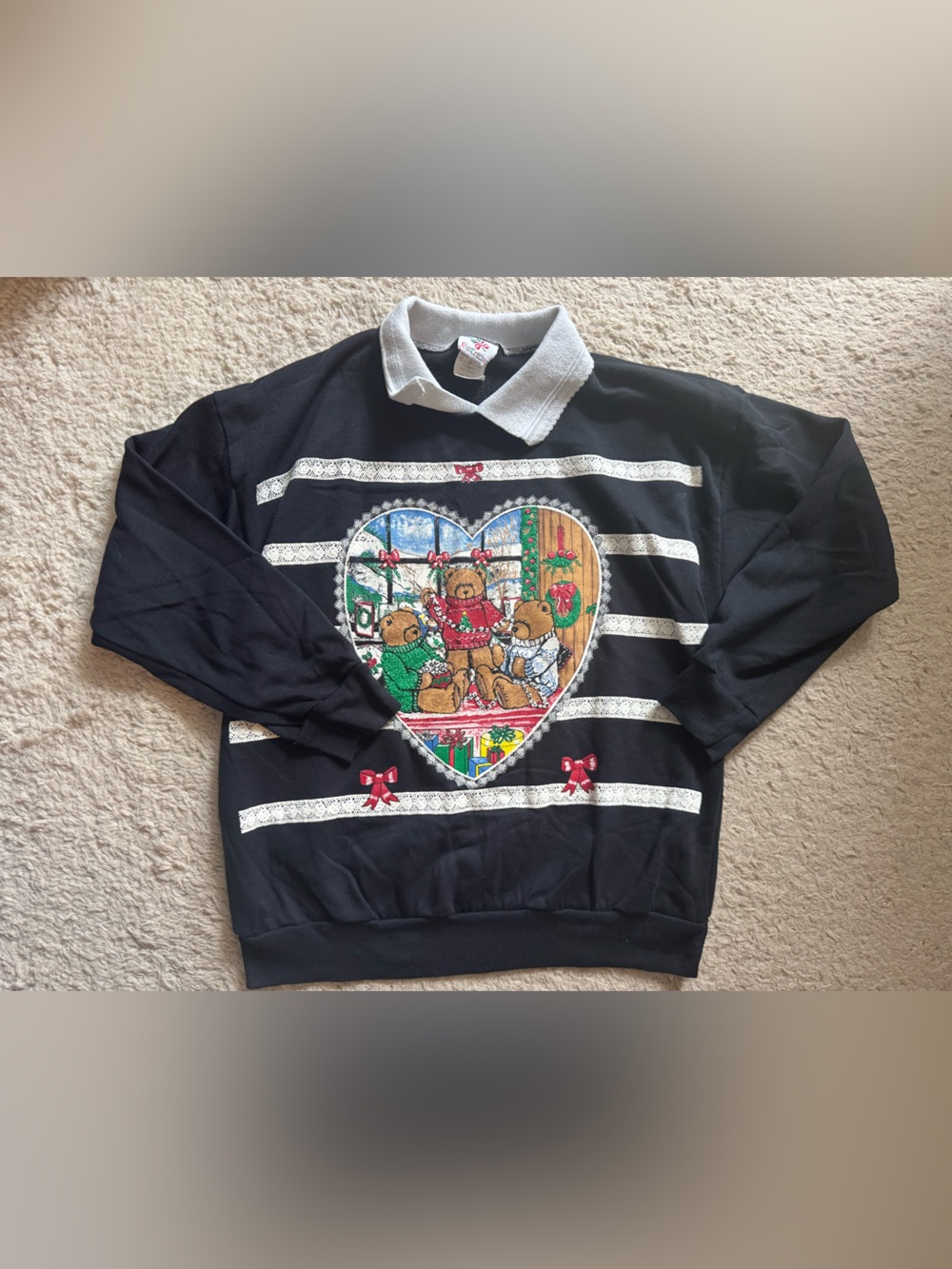 Vtg holiday Bear pullover